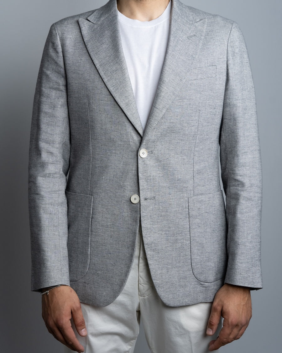 Giacca monopetto in cotone e lino