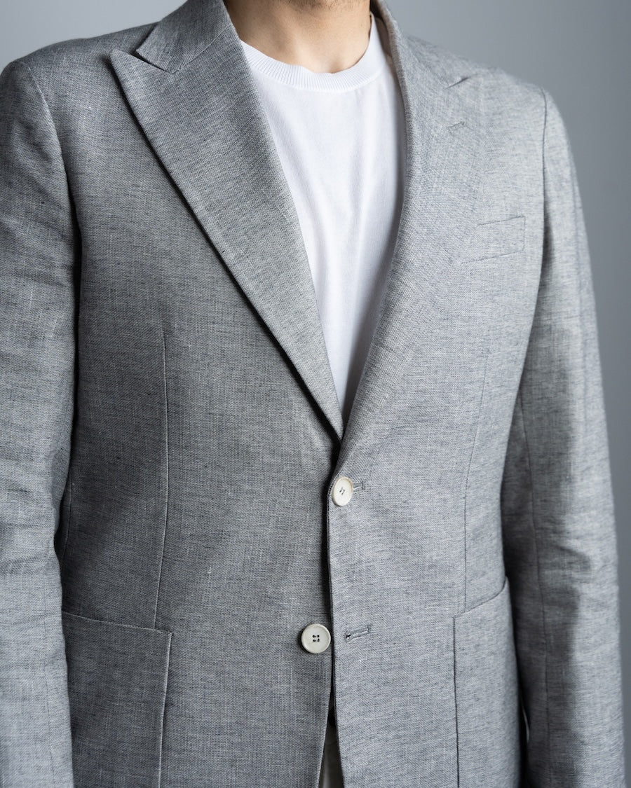 Giacca monopetto in cotone e lino