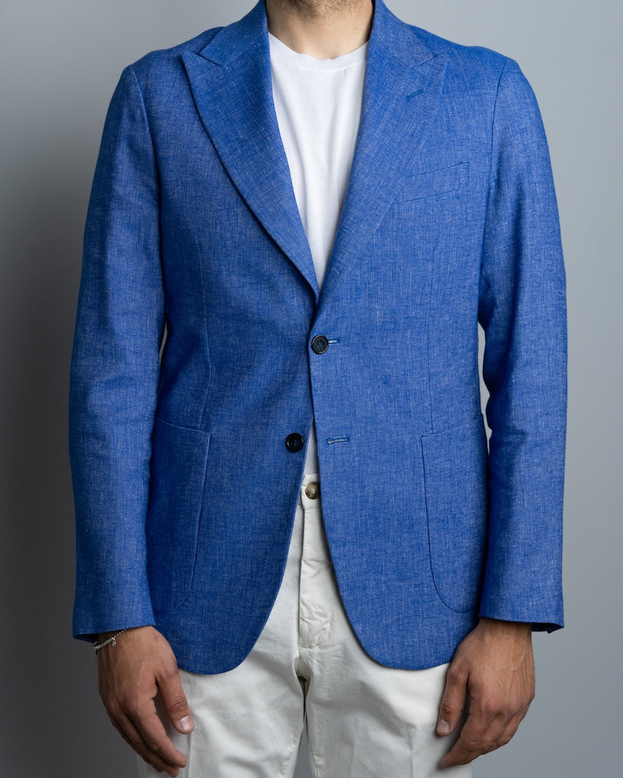 Giacca monopetto in cotone e lino