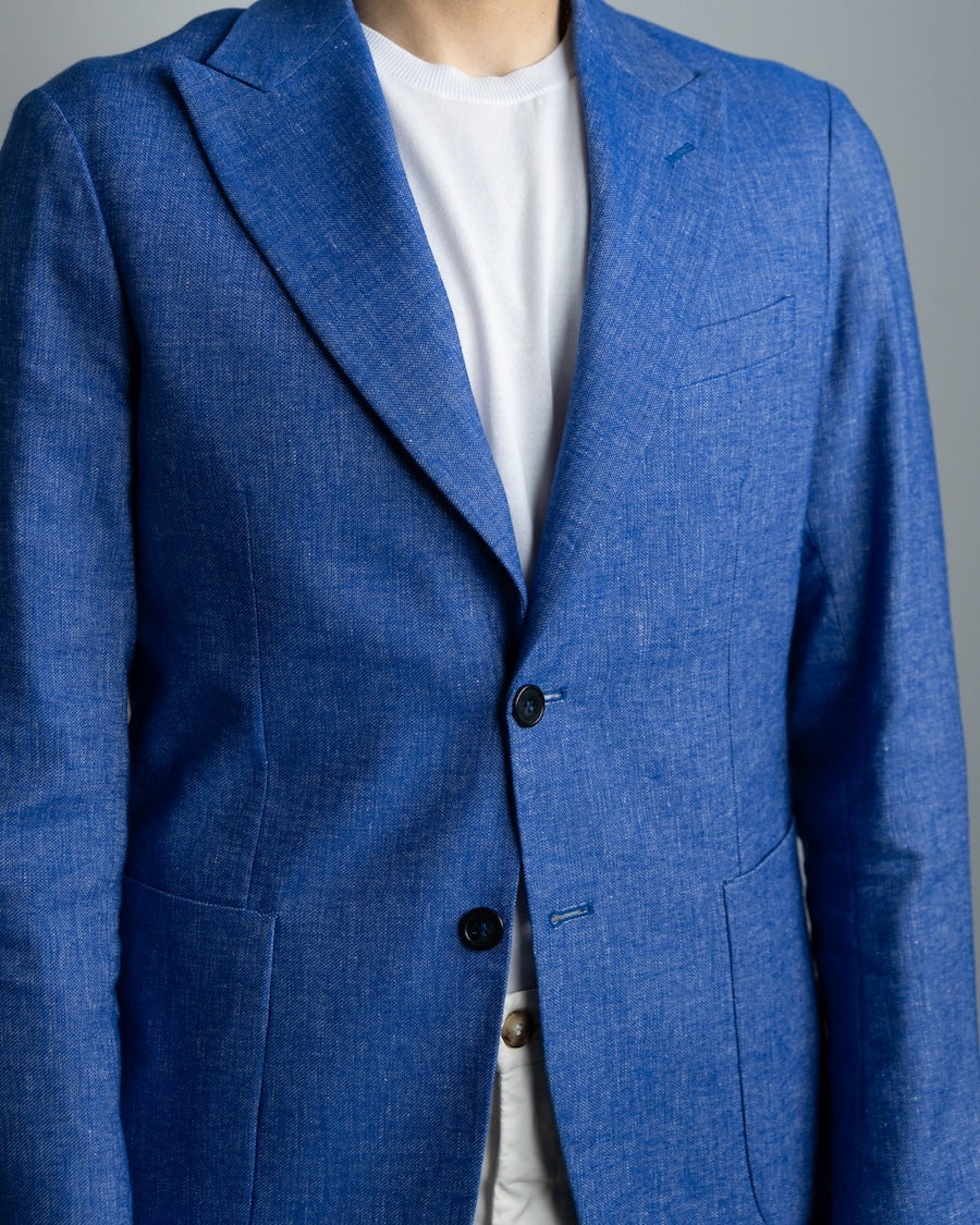 Giacca monopetto in cotone e lino