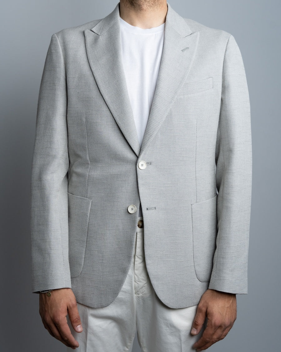 Giacca monopetto in cotone e lino