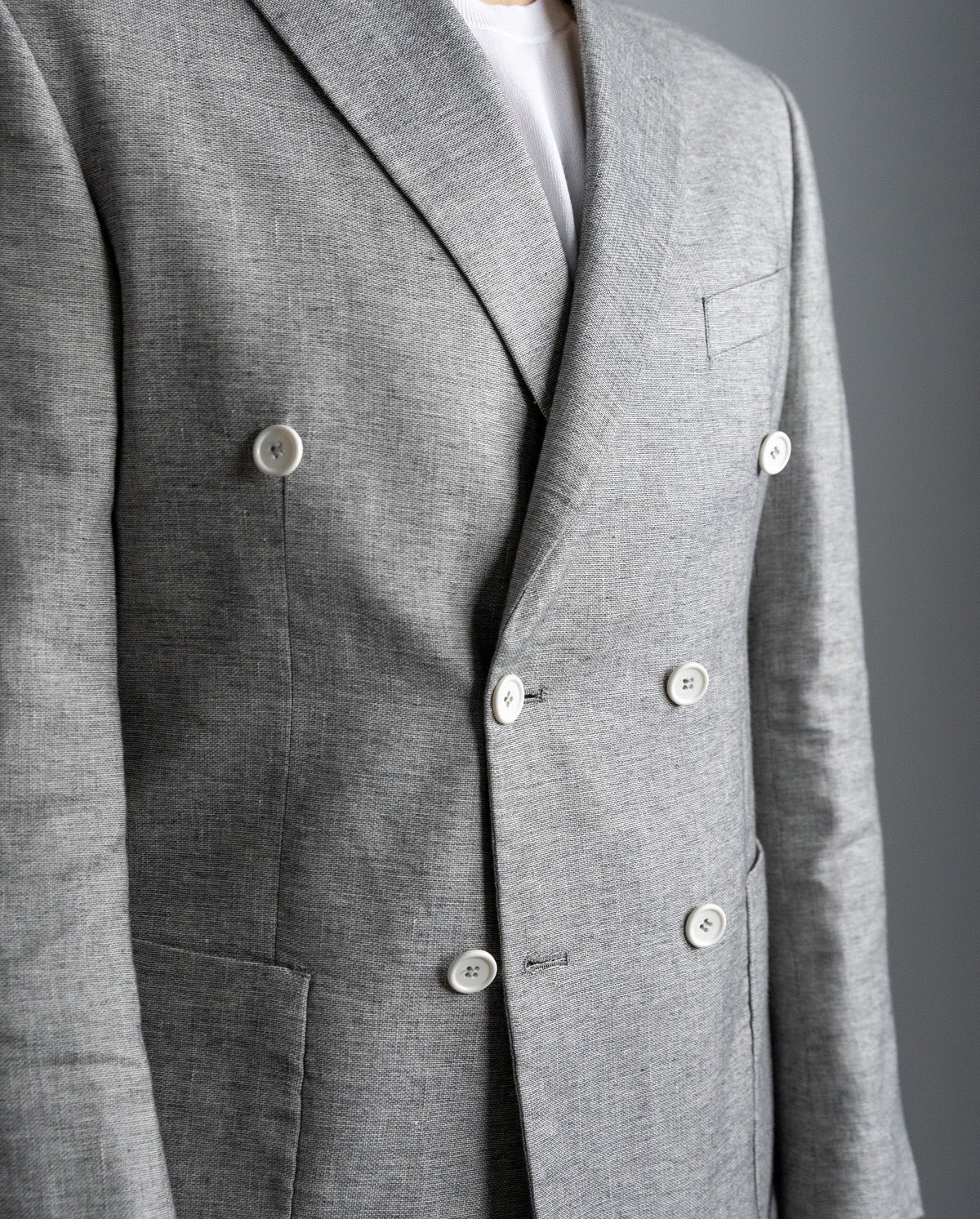 Giacca doppiopetto in cotone e lino